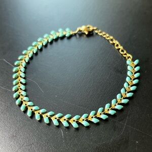Gold and turquoise bracelet or anklet